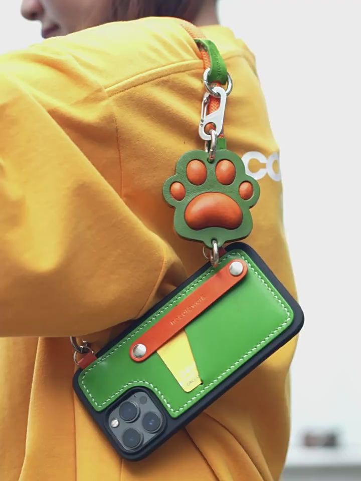 NEEDLEWORK leather card holder phone case for iPhone 11-16 with colorful strap