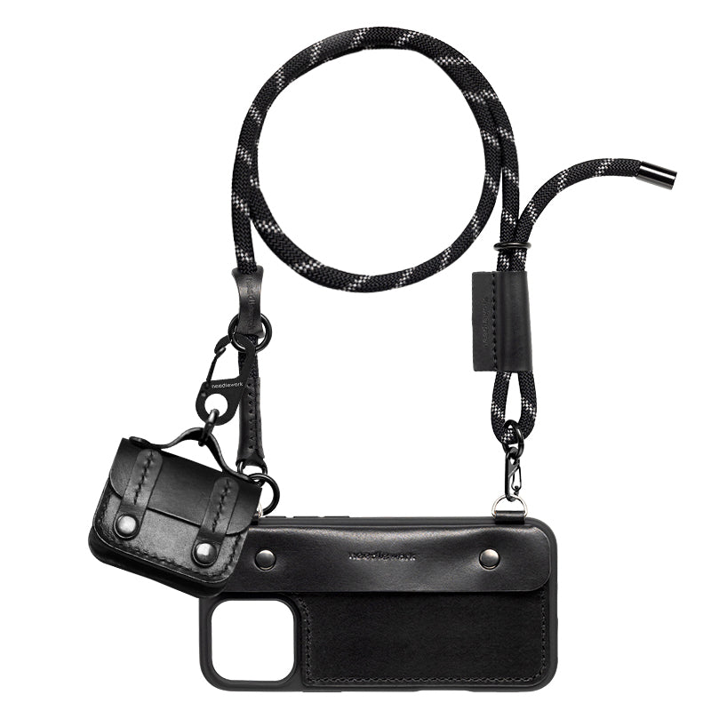 Stylish Kit! Needlework Classic black iPhone 11-16 Series Wallet Phone Case Set