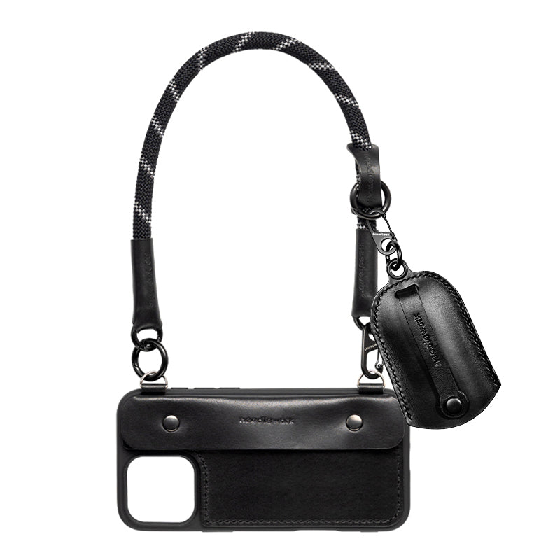 Stylish Kit! Needlework Classic black iPhone 11-16 Series Wallet Phone Case Set