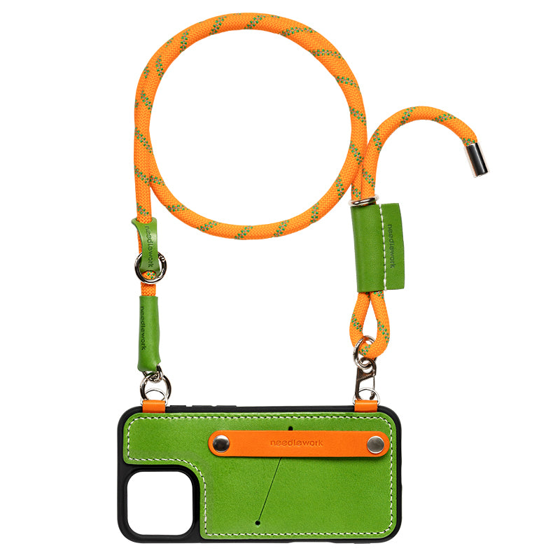 NEEDLEWORK leather card holder phone case for iPhone 15-16 with colorful strap