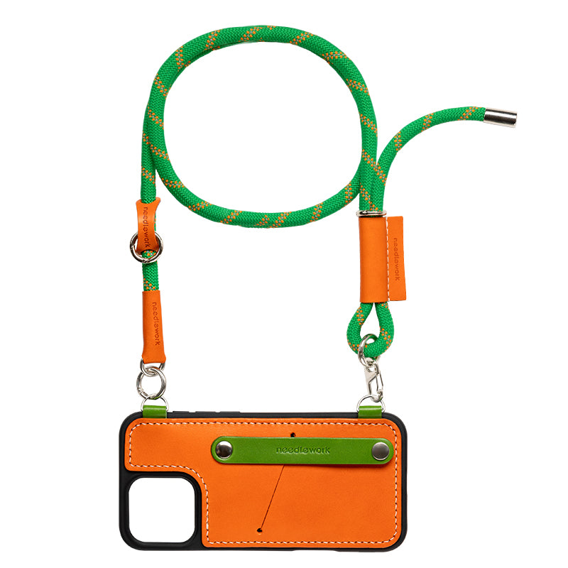NEEDLEWORK leather card holder phone case for iPhone 15-16 with colorful strap