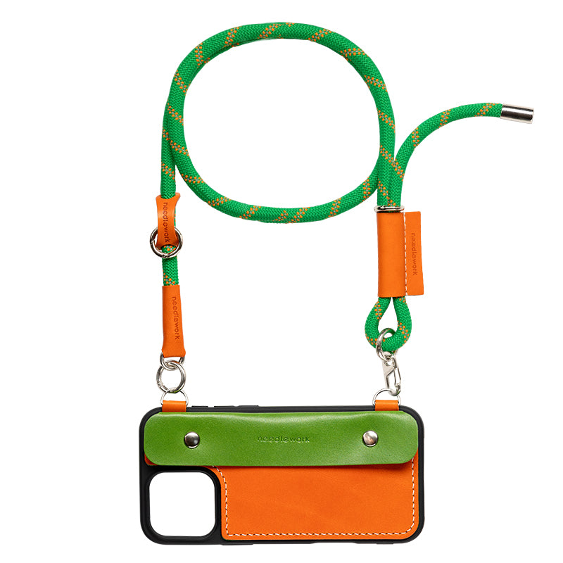 NEEDLEWORK Leather Purse Phone Case for iPhone 11-16 with colorful Strap