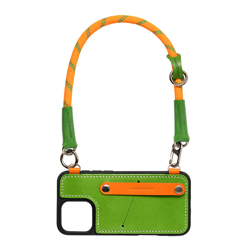 NEEDLEWORK Leather card holder phone case for iPhone 11-14 with colorful strap