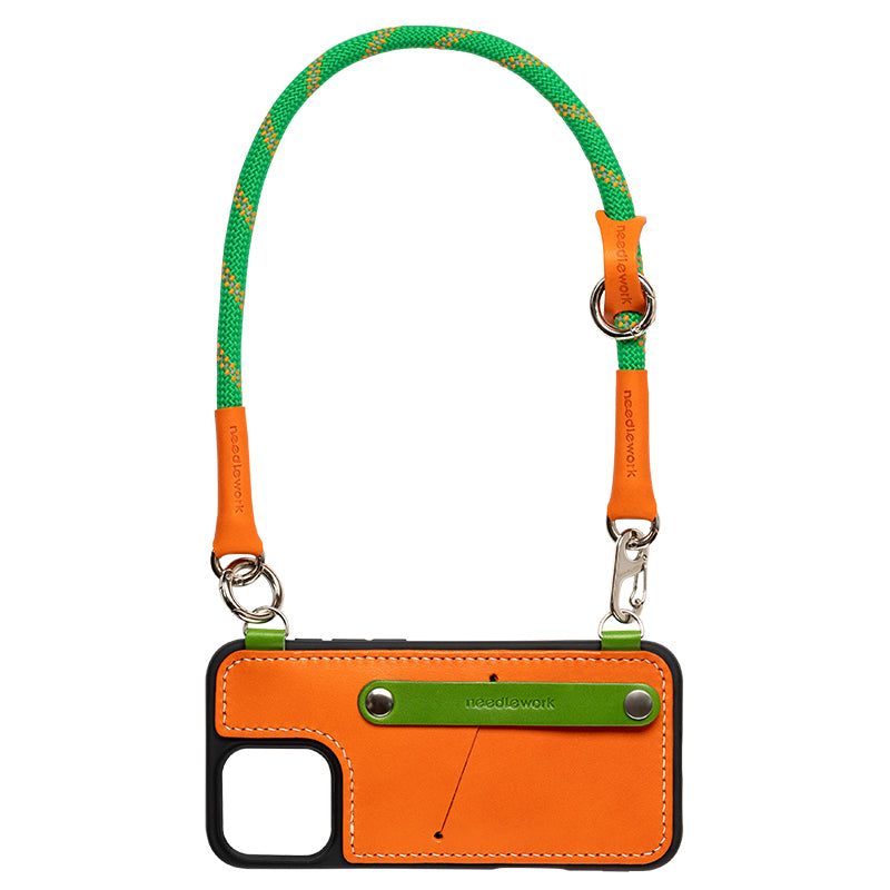 NEEDLEWORK Leather card holder phone case for iPhone 11-14 with colorful strap
